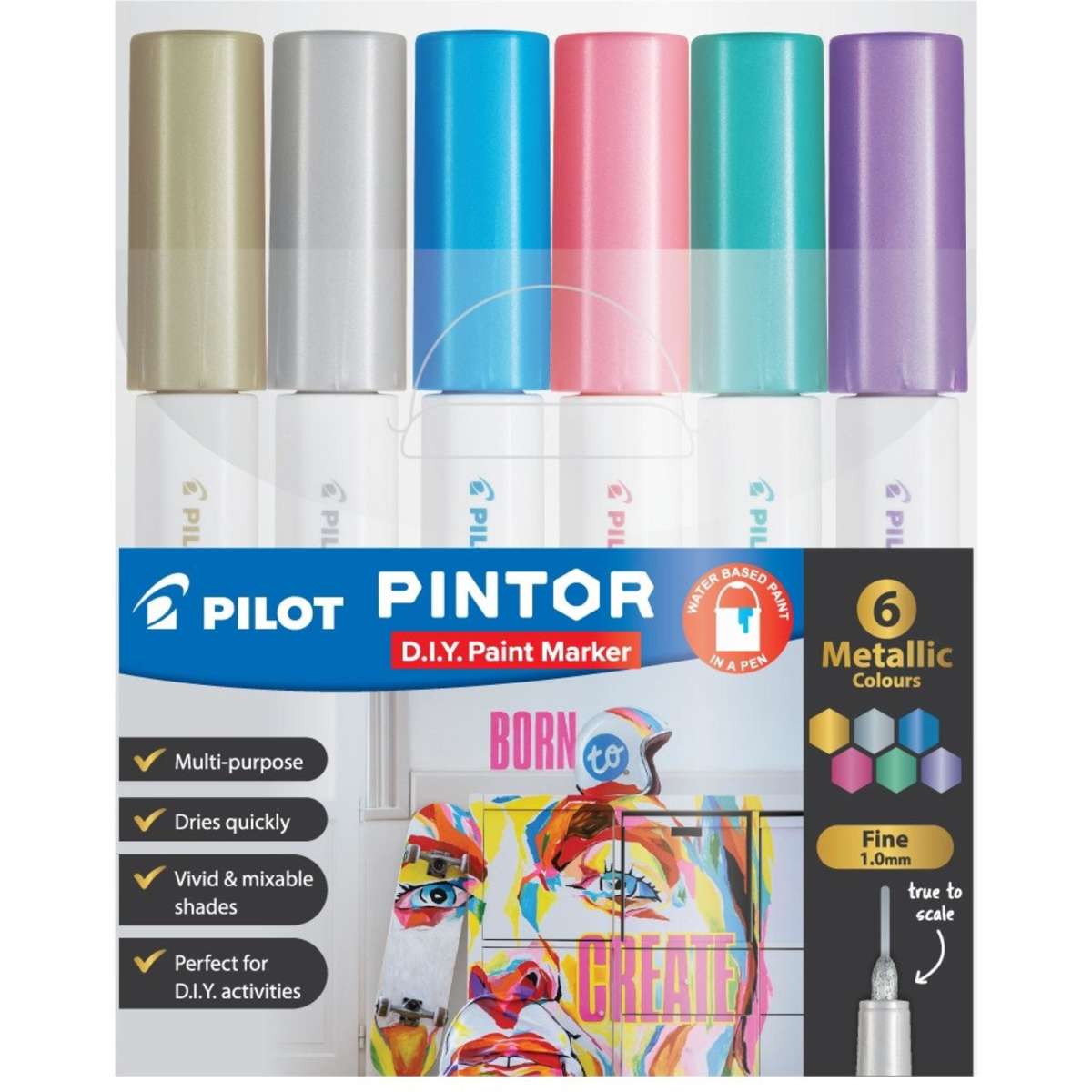 Pilot Pintor Fine Pastel/Metallic Paint Marker Pens 6 Pack Woolworths
