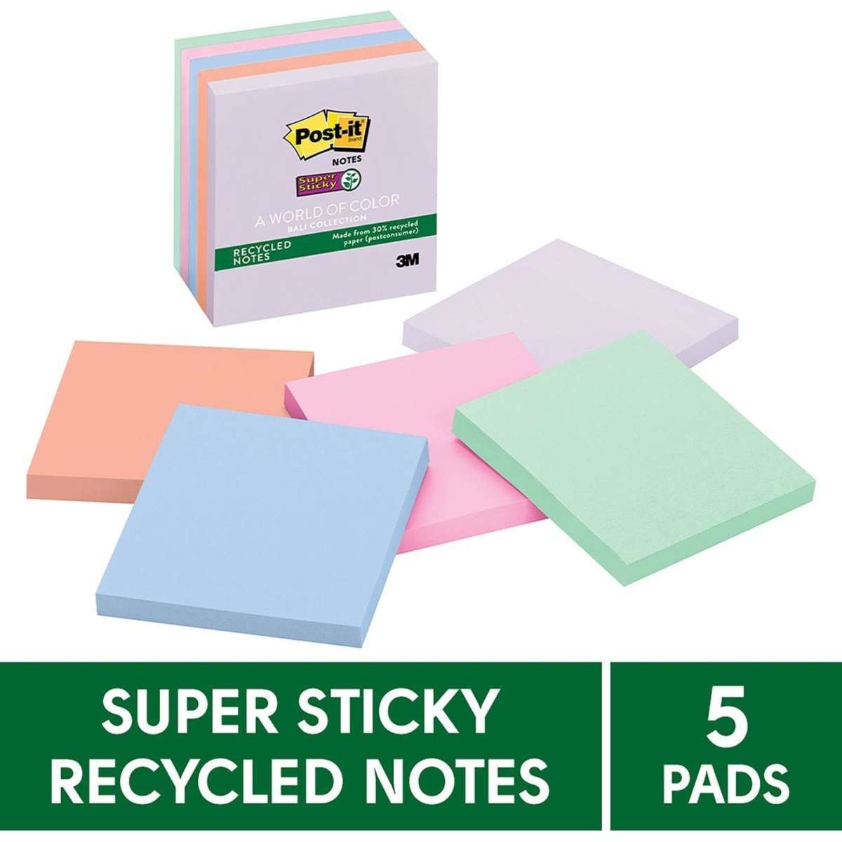Postit Super Sticky Recycled Notes 5pk Bali Collection Woolworths