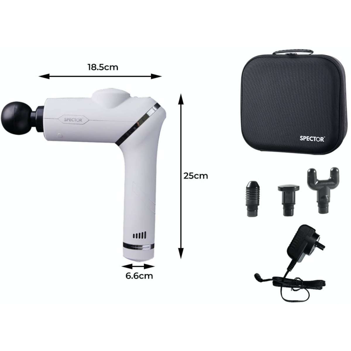 Spector Massage Gun 4 Heads 90 Degree Rotatable Deep Tissue Percussion