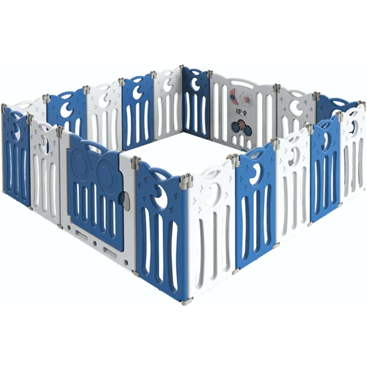 Bopeep Kids Baby Playpen Foldable Child Safety Gate Toddler Fence 18 Panels Blue Woolworths