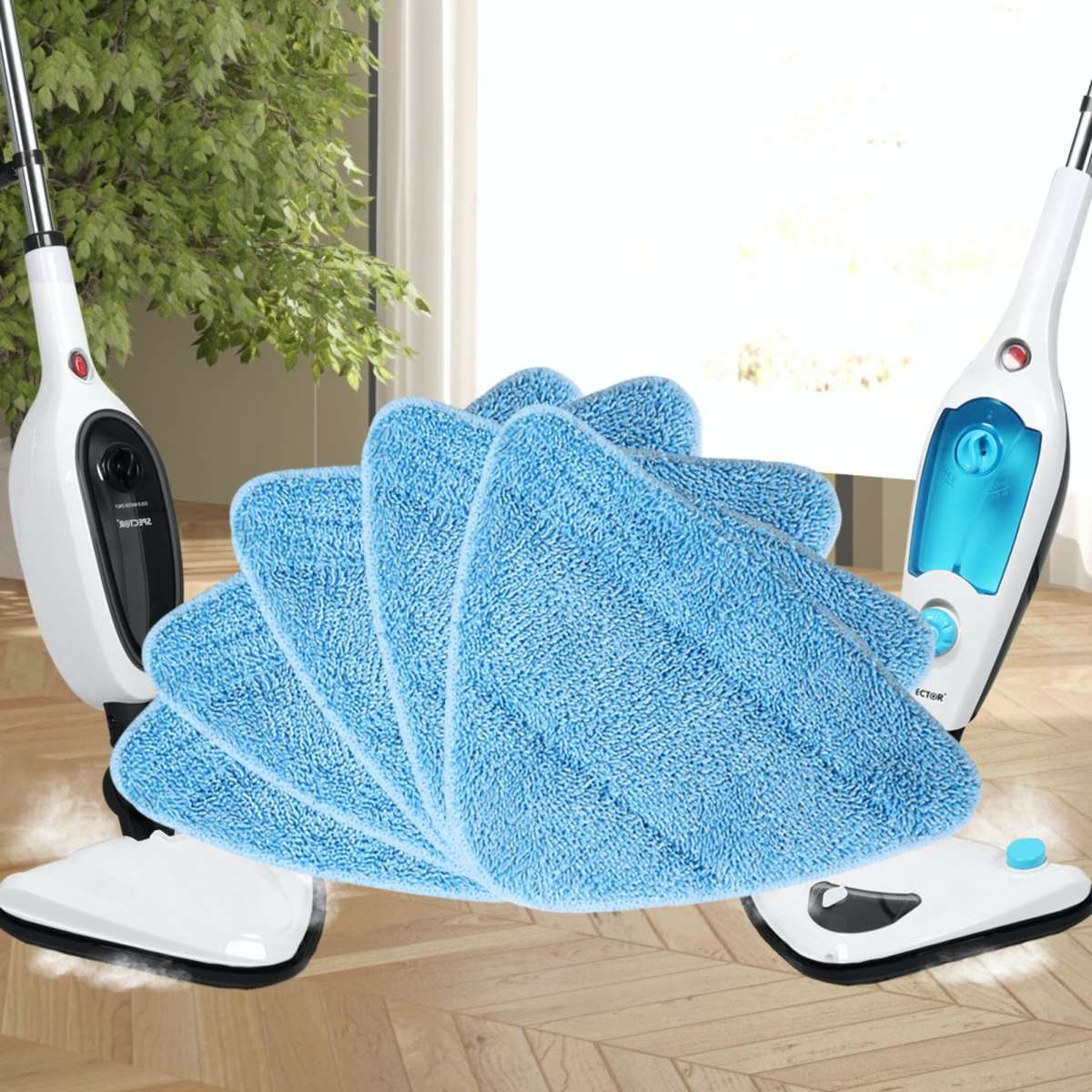 Spector 5pcs Microfibre Mop Head Steam Cleaner Handheld Carpet Floor Washable Reusable Cleaning