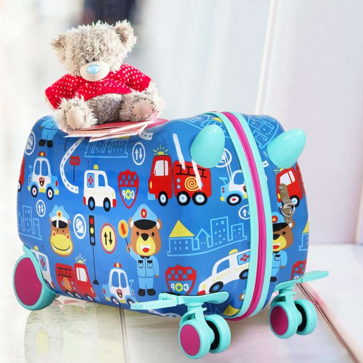 Bopeep Kids Ride On Suitcase Children Travel Luggage Carry Bag Trolley