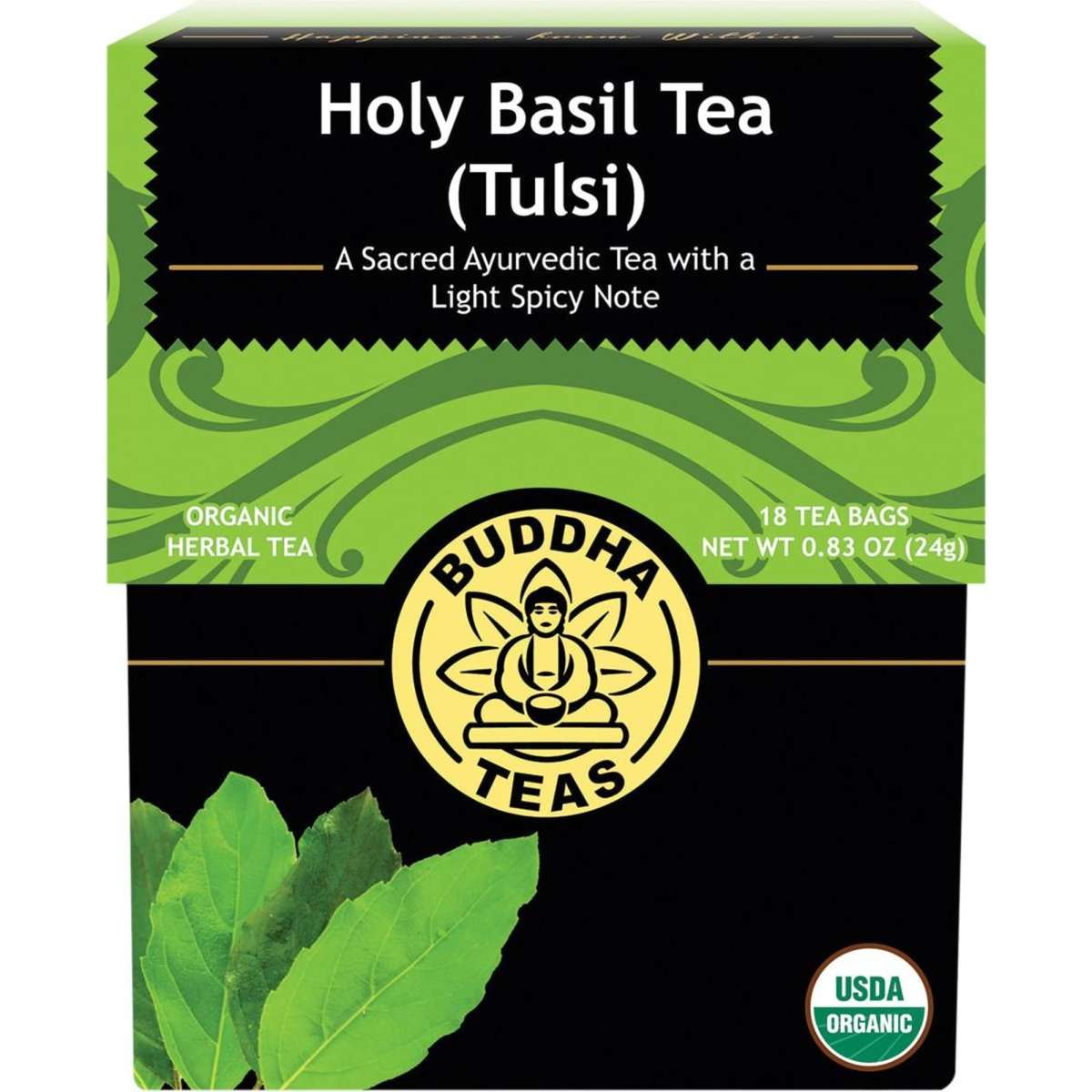 Buddha Teas Organic Herbal Tea Bags Holy Basil Tea (Tulsi) 18serve ...