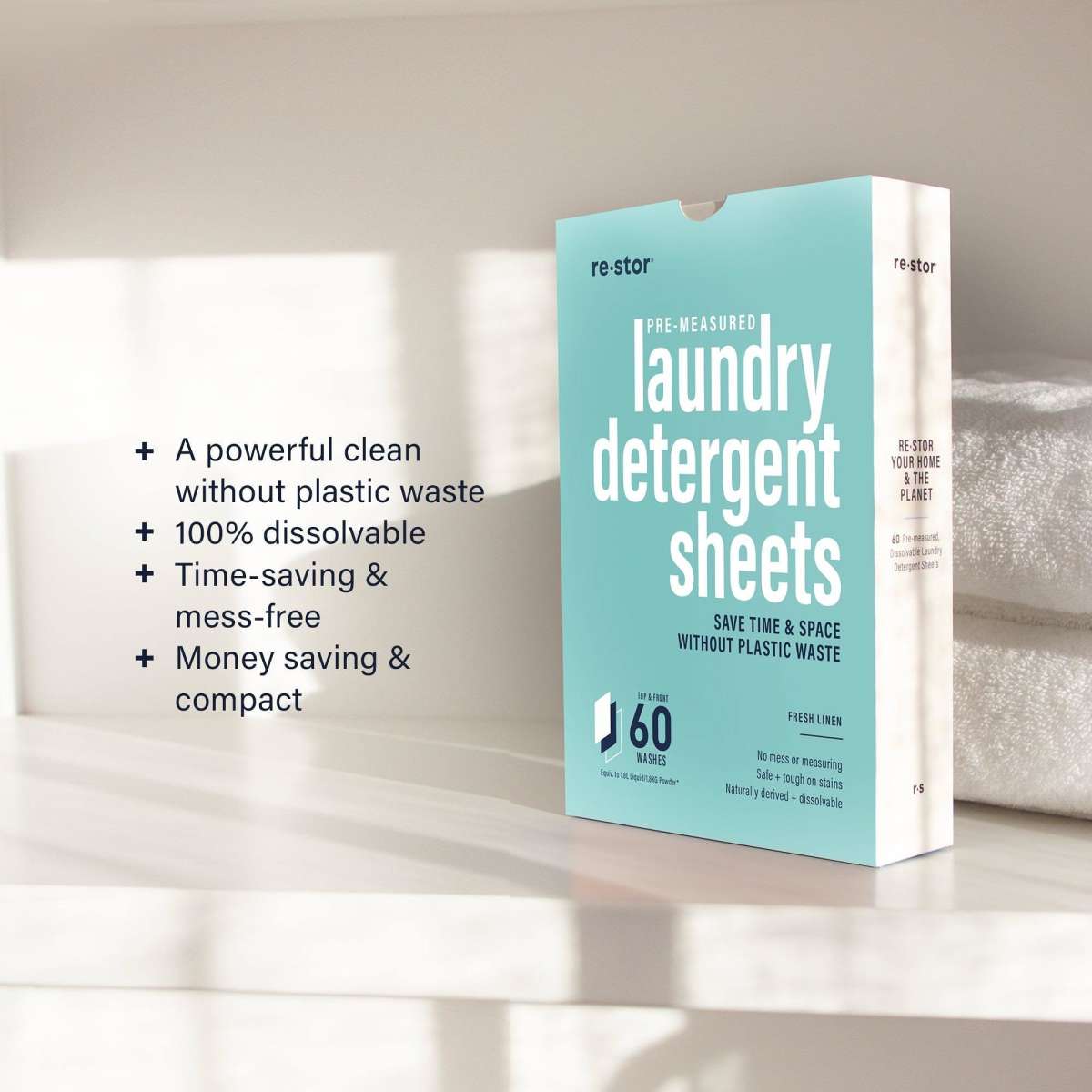 Restor Laundry Detergent Sheets Fresh Linen 60Sheets Woolworths