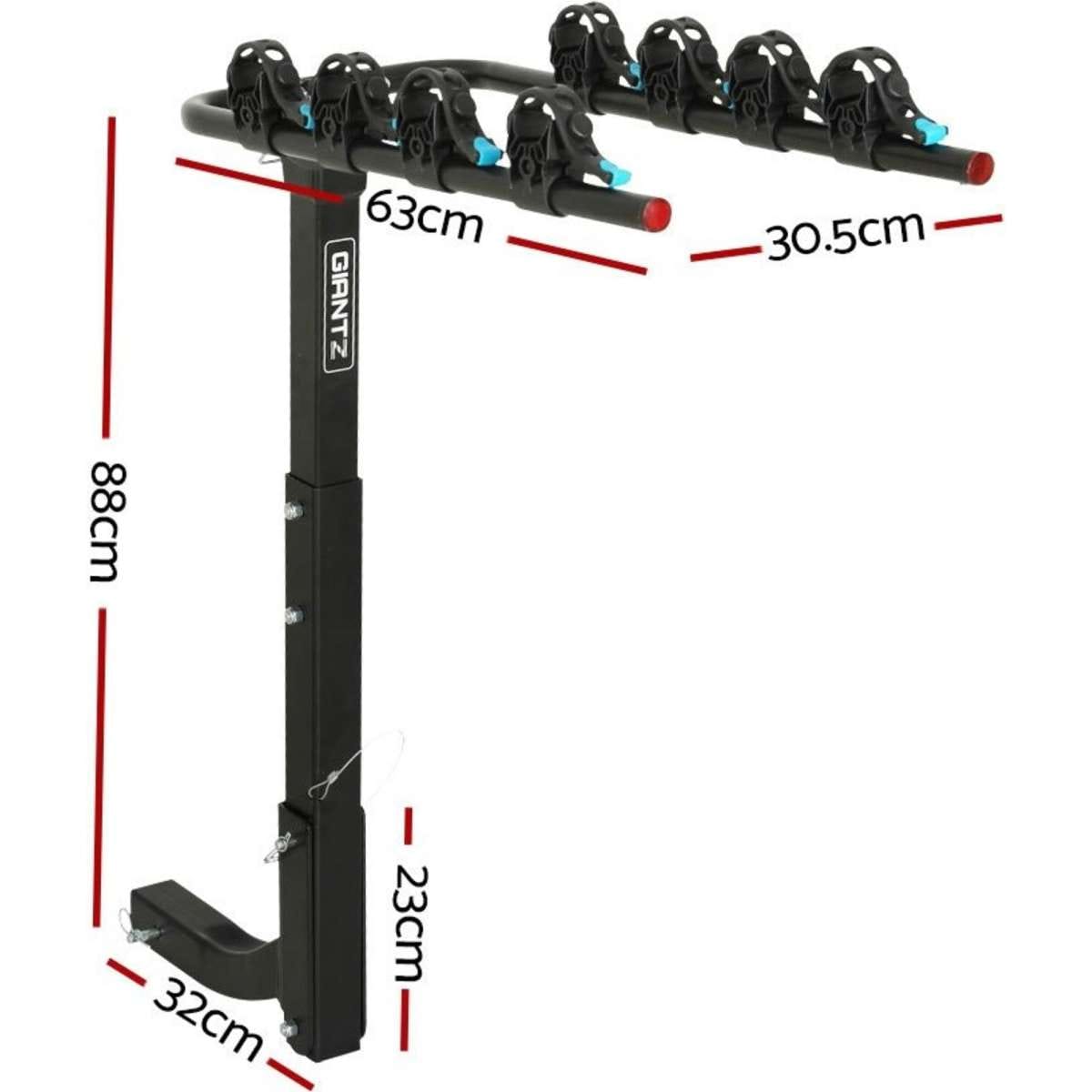 Giantz 4 Bicycle Carrier Bike Rack Car Rear Hitch Mount 2" Towbar Foldable,Giantz 4 Bicycle