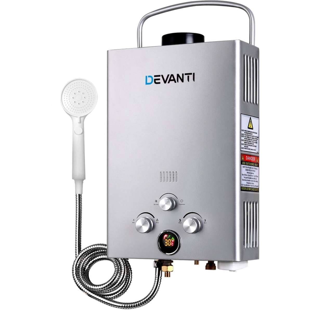 Devanti Outdoor Gas Hot Water Heater Portable Shower Camping LPG Caravan Pump Woolworths