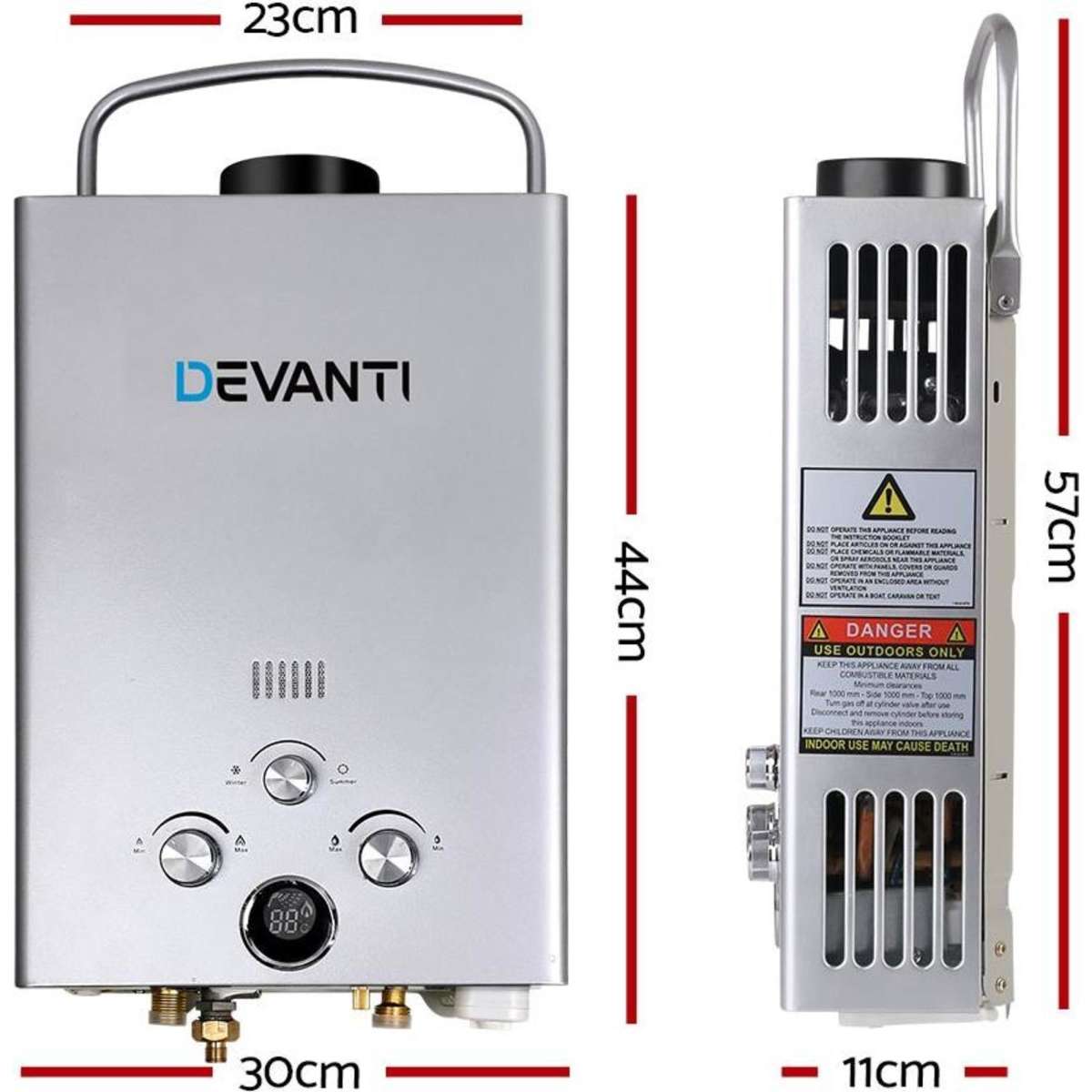 Devanti Outdoor Gas Hot Water Heater Portable Shower Camping Lpg Caravan Pump Woolworths 0278