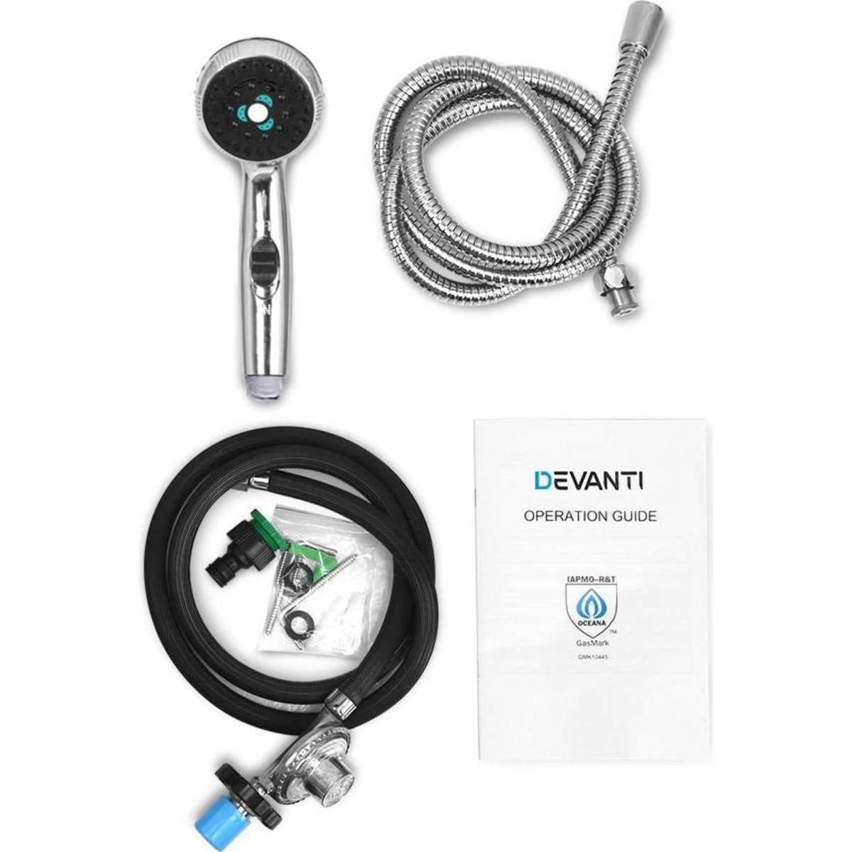 Devanti Outdoor Gas Hot Water Heater Portable Shower Camping LPG