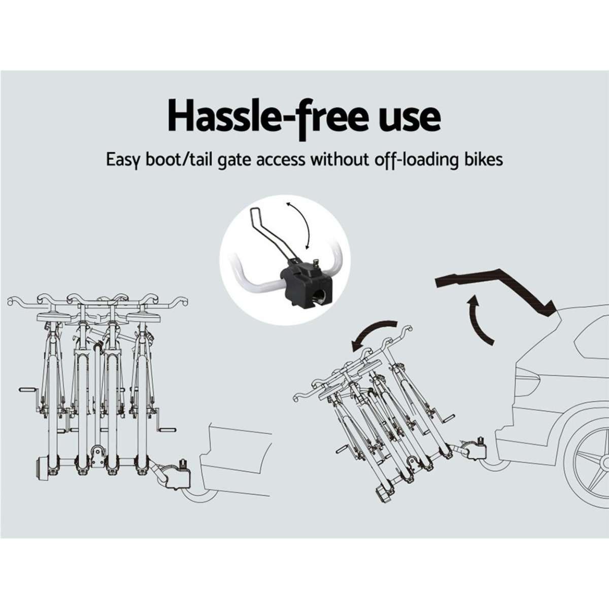 Giantz 4 Bicycle Bike Carrier Rack Car Towbar Hitch Ball Mount Tail light Silver Woolworths