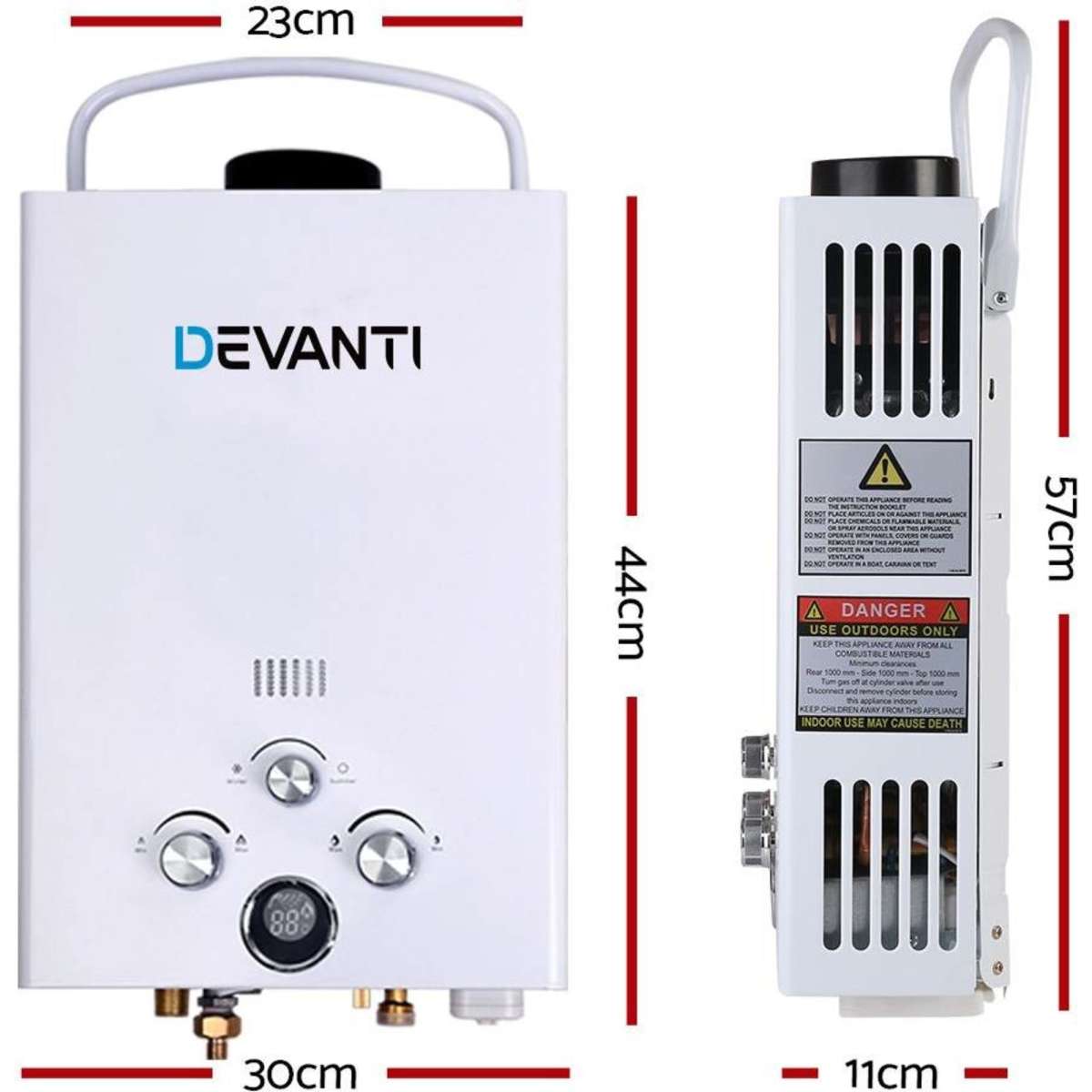 Devanti Gas Hot Water Heater Portable Shower Camping LPG Outdoor Instant 4WD WH Woolworths