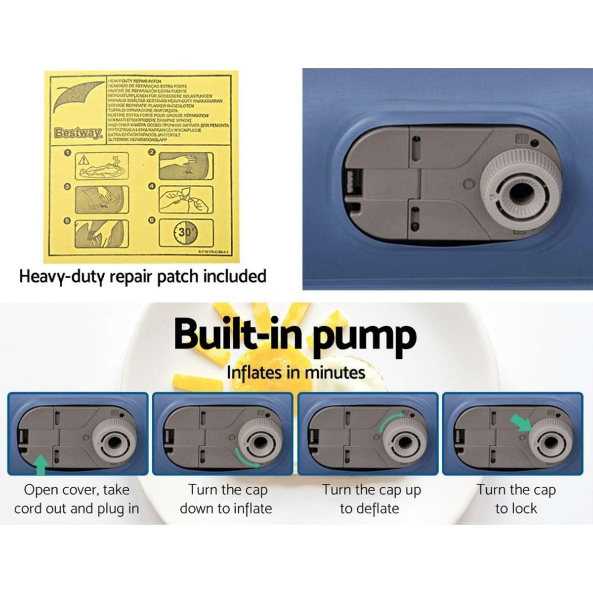 Bestway Air Mattress Single Inflatable Bed 46cm Airbed Blue Woolworths