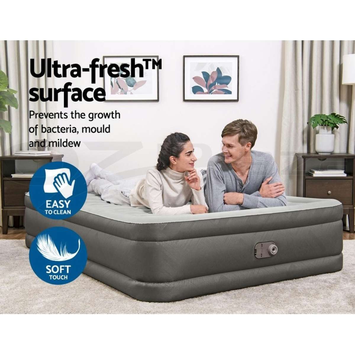 Bestway Air Mattress Queen Inflatable Bed 46cm Airbed Grey Woolworths
