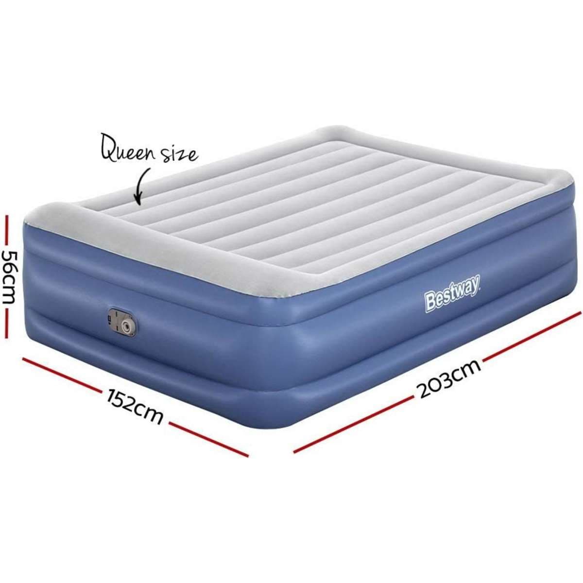 Bestway Air Mattress Queen Inflatable Bed 56cm Airbed 56cm Blue