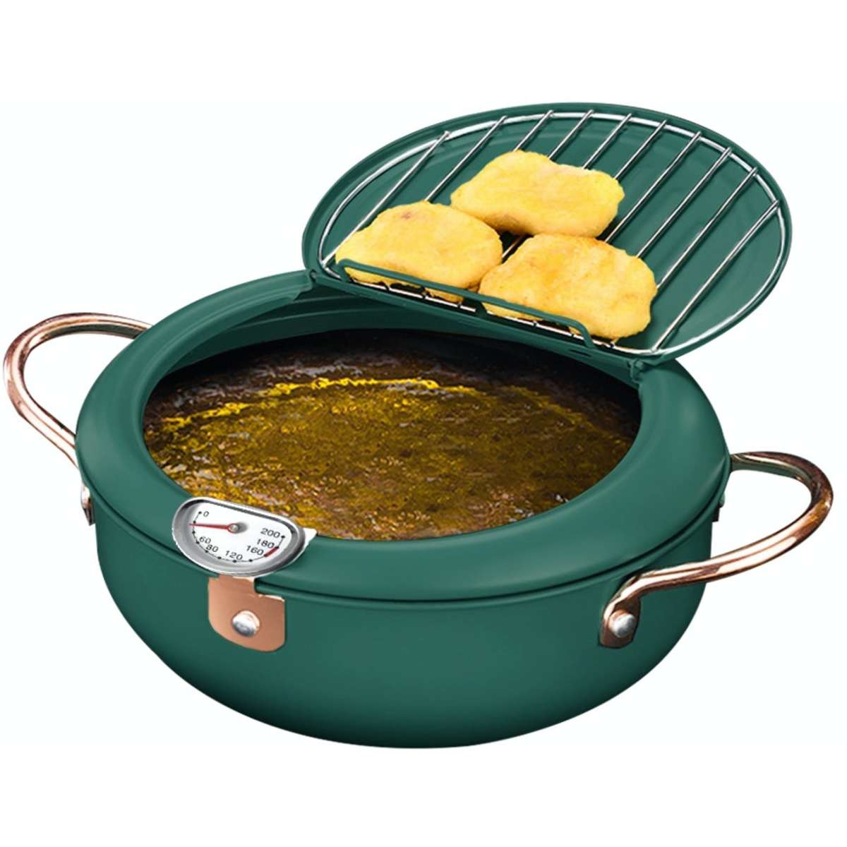 Toque 20cm Japanese Deep Frying Pan Pot Thermometer Kitchen Tempura