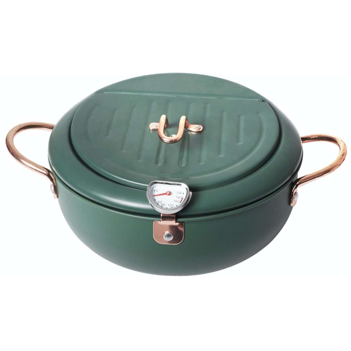 Toque 24cm Japanese Deep Frying Pan Pot Thermometer Kitchen Tempura Fryer Cooker Green Woolworths