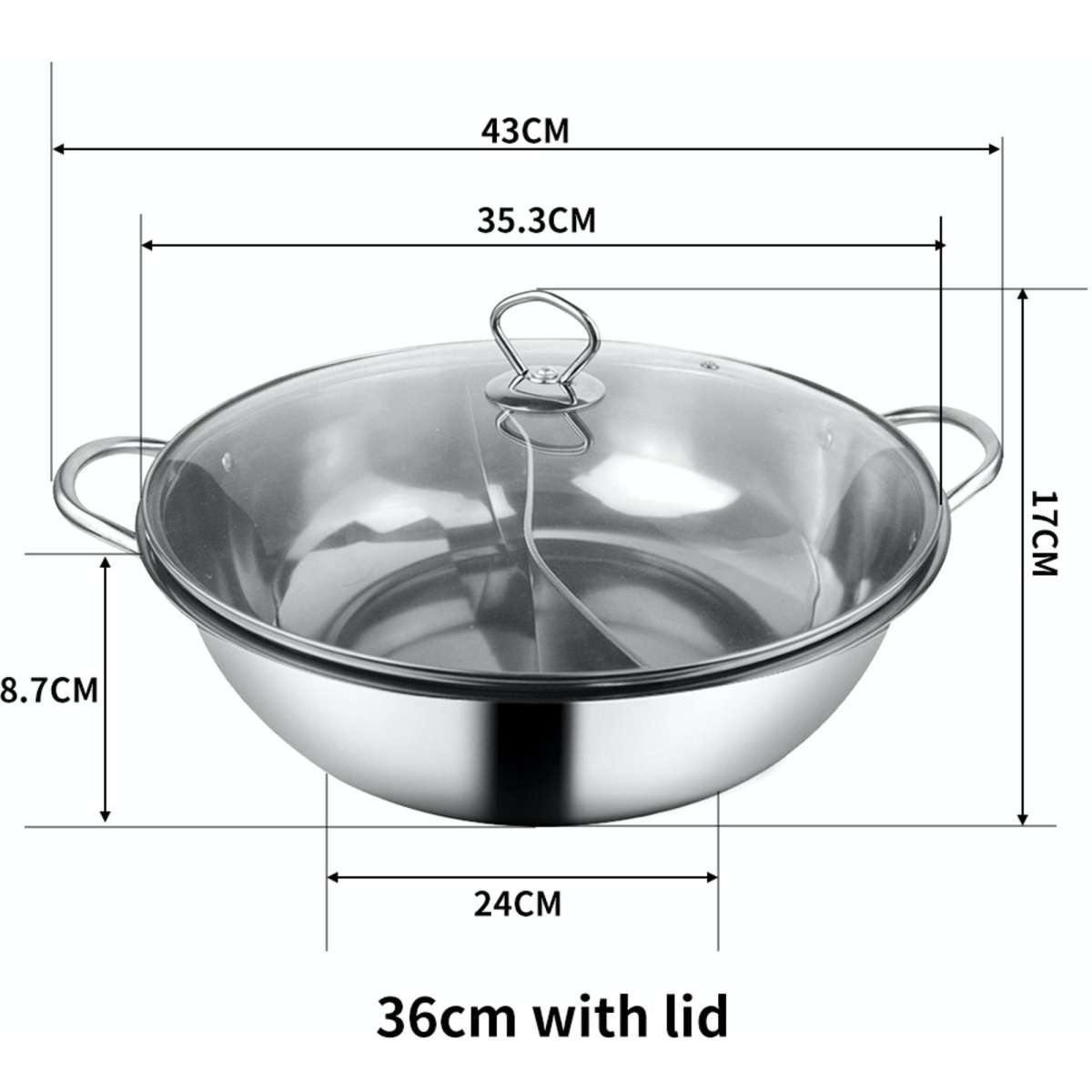 Toque Stainless Steel Twin Mandarin Hot Pot Induction Hotpot Cooker 