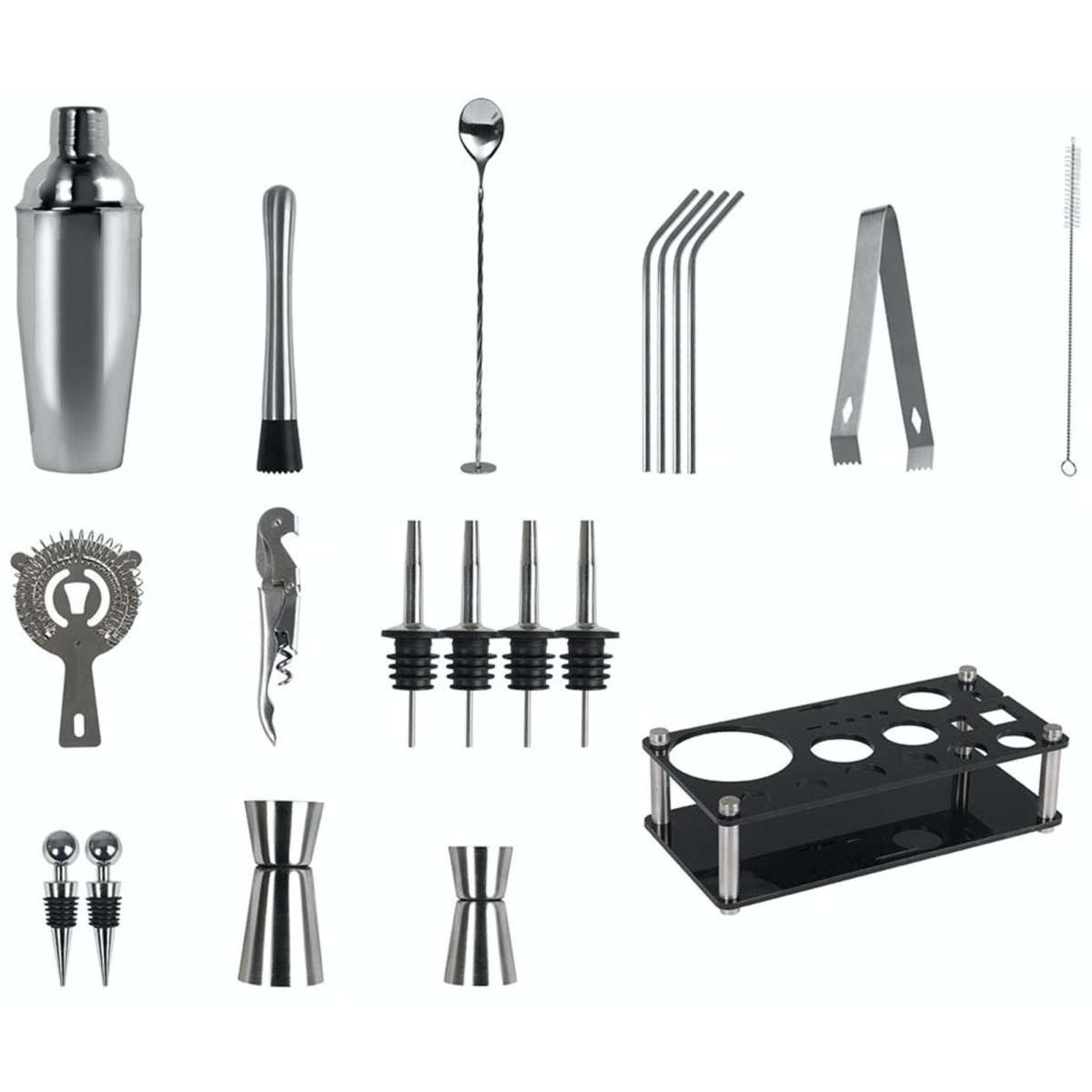 Toque 20pcs Cocktail Shaker Set 750ml Bartender Kit Martini Strainer