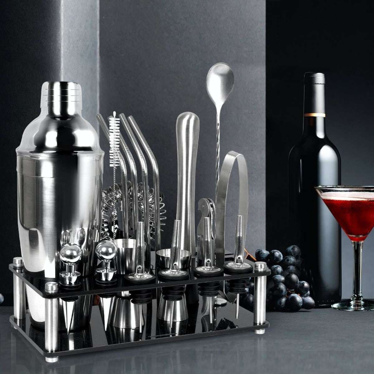 Toque 20pcs Cocktail Shaker Set 750ml Bartender Kit Martini Strainer