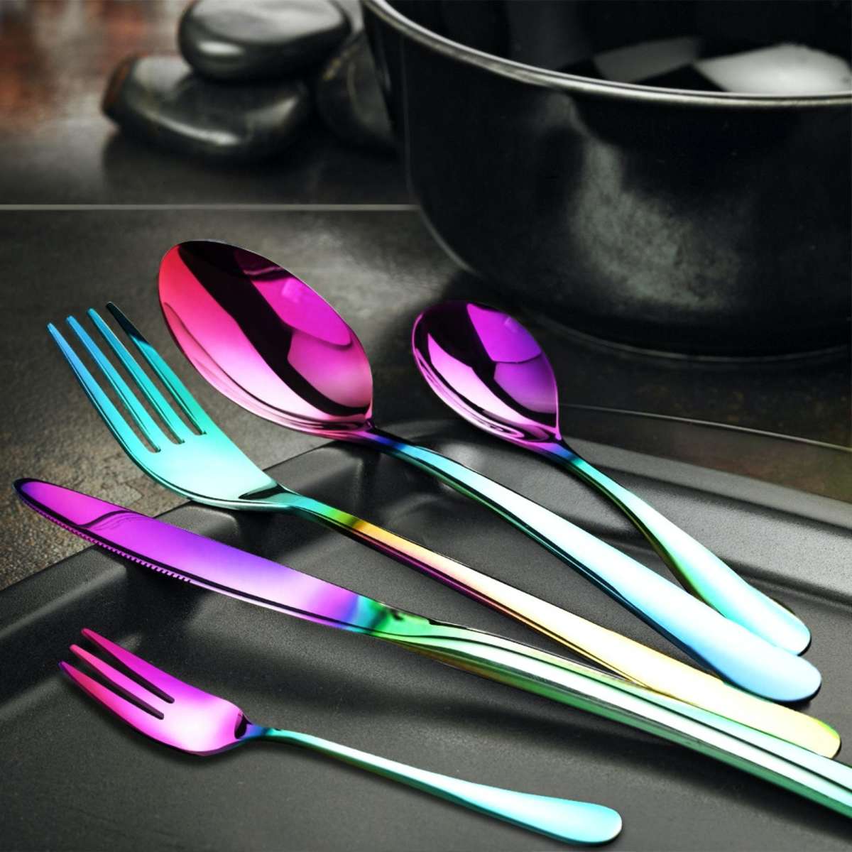 Toque 30pcs Stainless Steel Cutlery Set Glossy Knife Fork Spoon