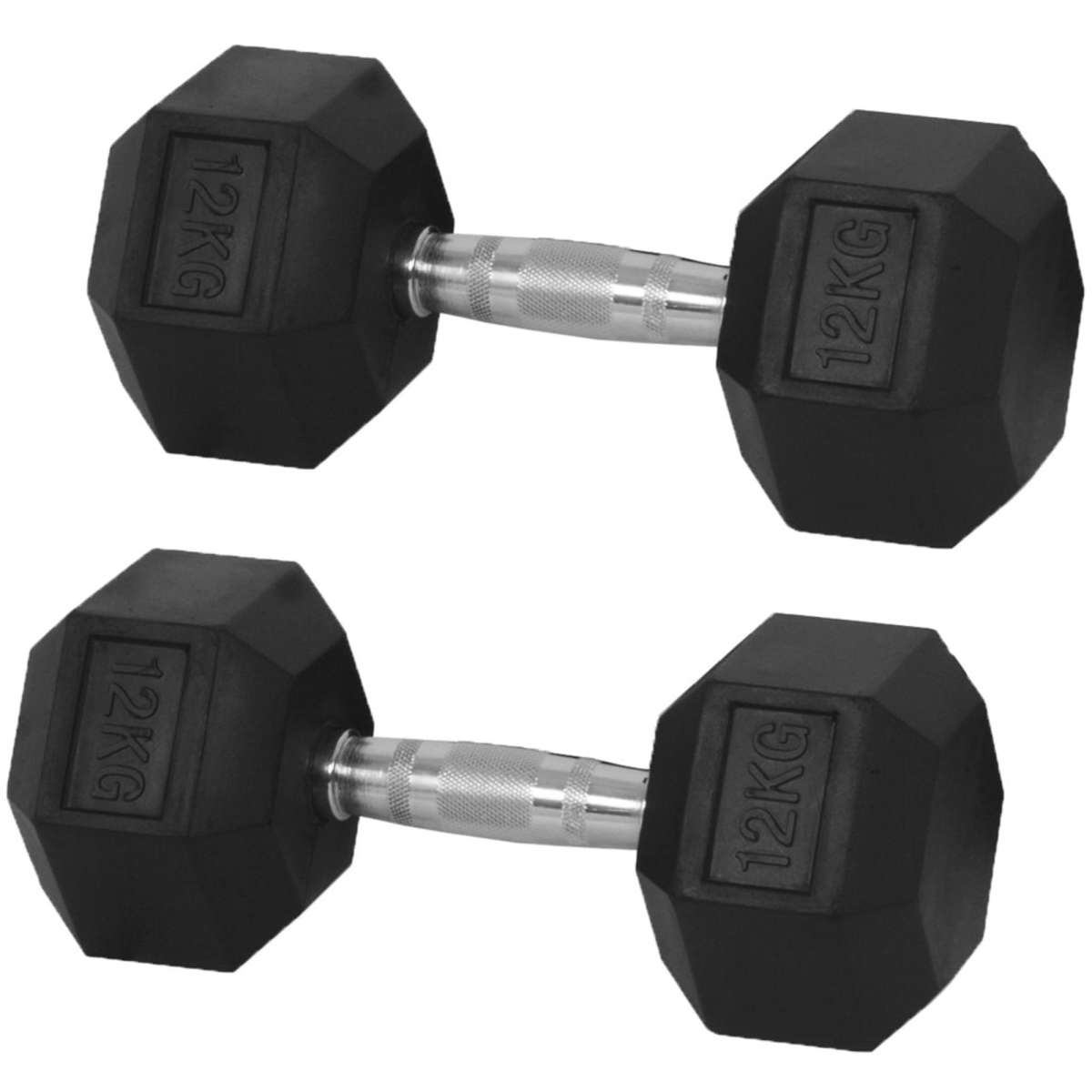 Hacienda Rubber Hexagonal Dumbbells 12kg Black 2pc | Woolworths