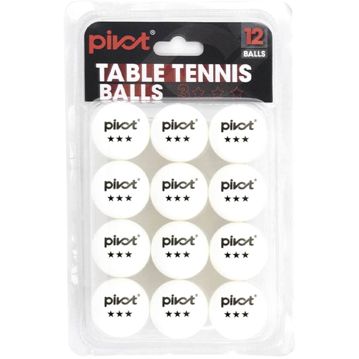 Pivot 3 Star Table Tennis Balls White 12pc Woolworths