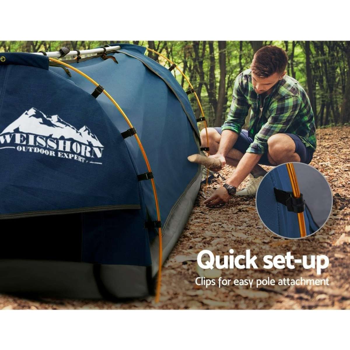 Weisshorn Double Swag Camping Swags Canvas Free Standing Dome Tent Dark