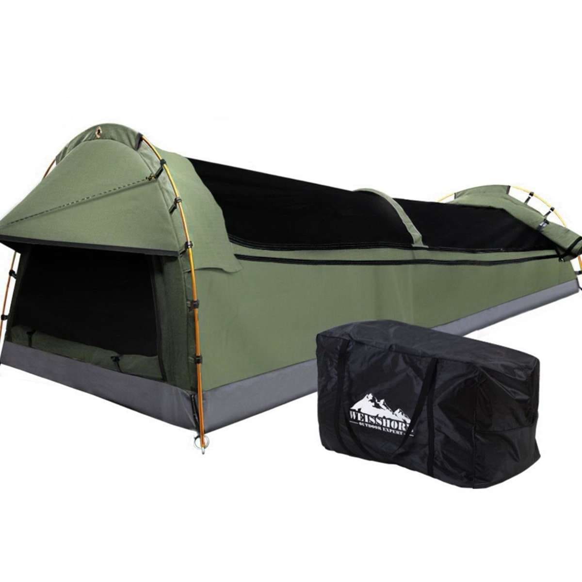 Weisshorn Swags King Single Camping Swag Canvas Tent Deluxe With Mattress Woolworths