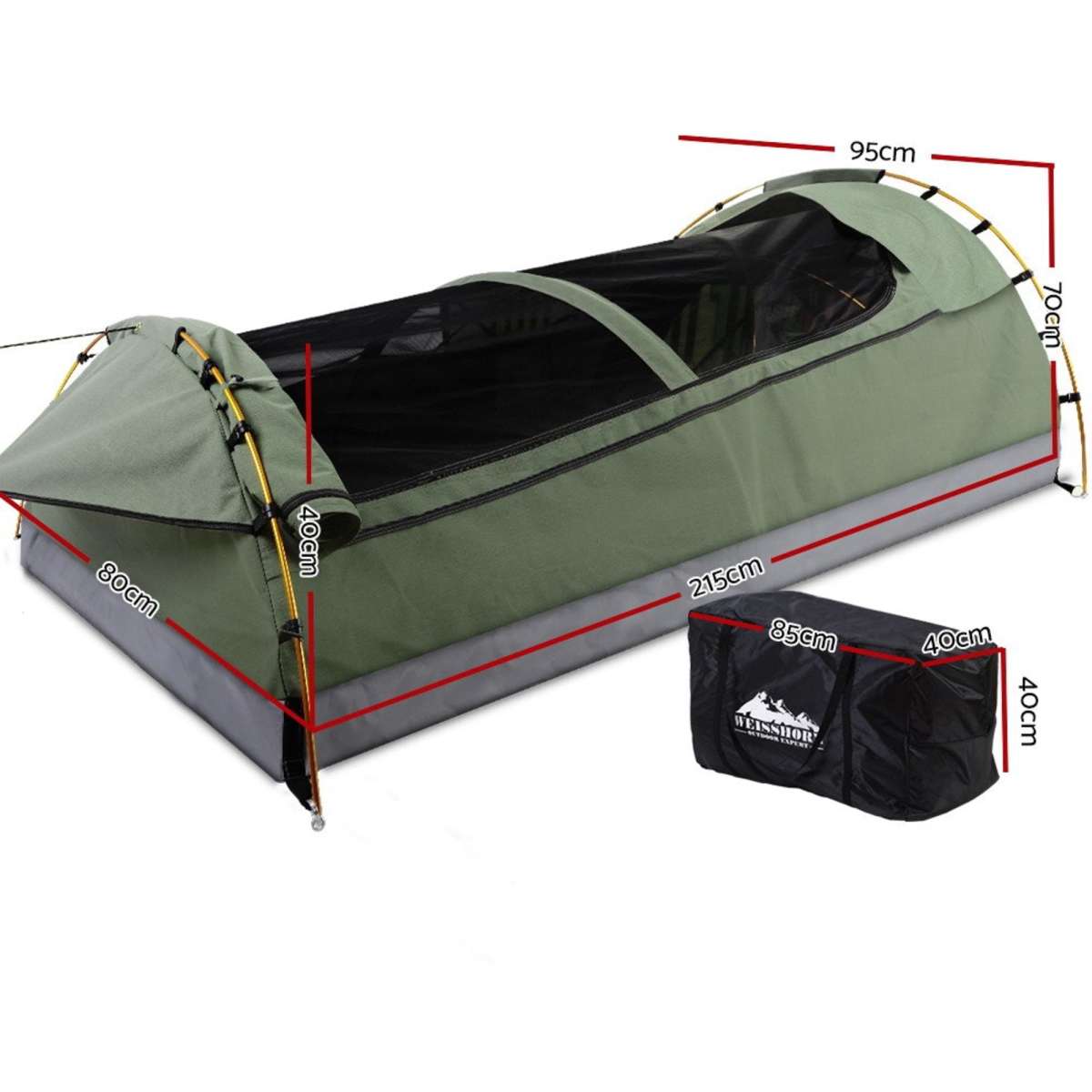 Weisshorn Swags King Single Camping Swag Canvas Tent Deluxe With Mattress Woolworths