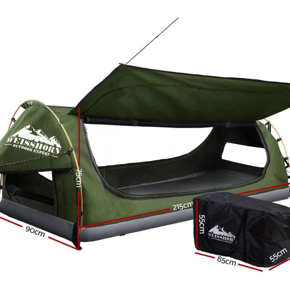 Weisshorn Swag King Single Camping Swags Canvas Free Standing Dome Tent Celadon Woolworths