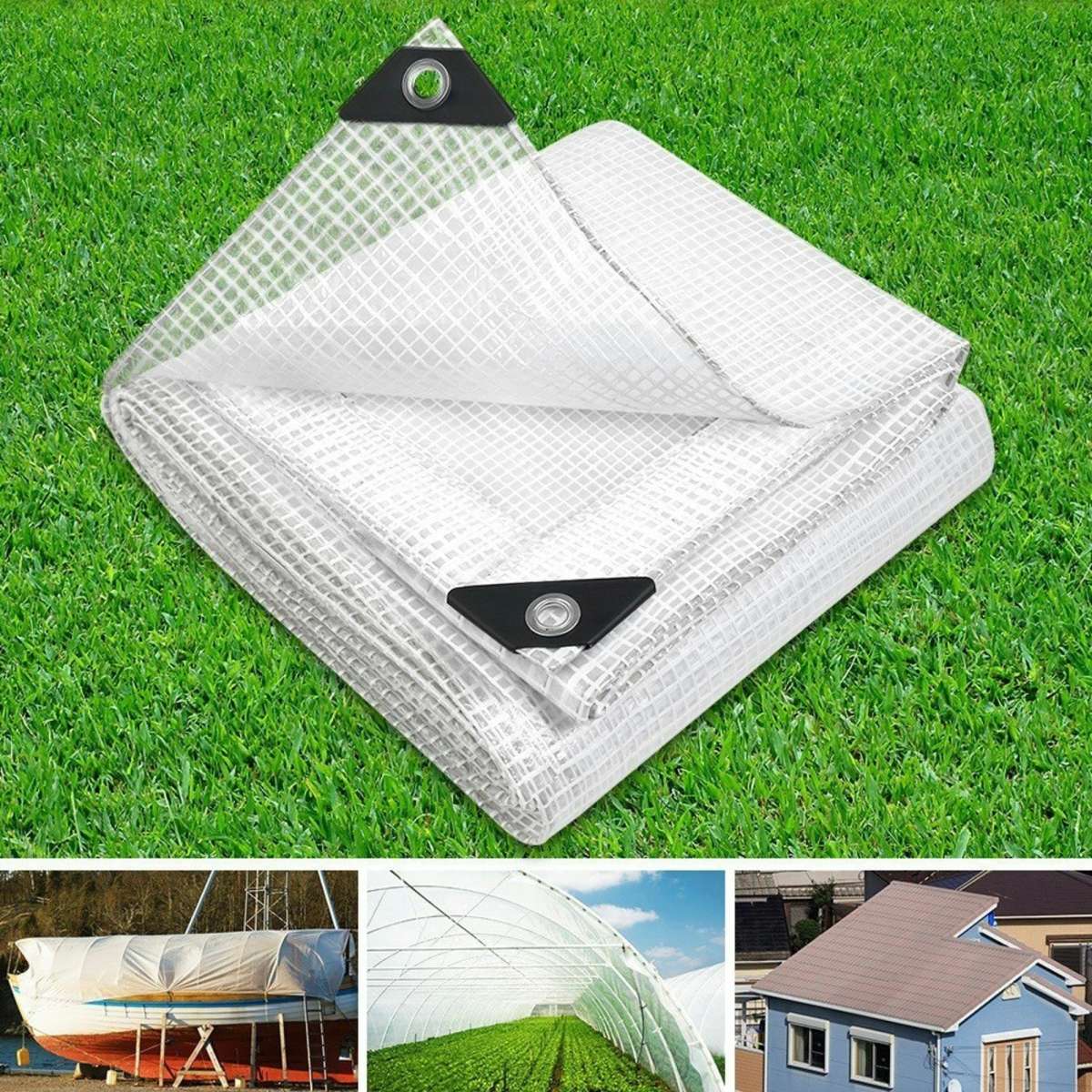 Instahut Tarp Tarpaulin 4x6m Canvas Heavy Duty Camping Cover Clear ...