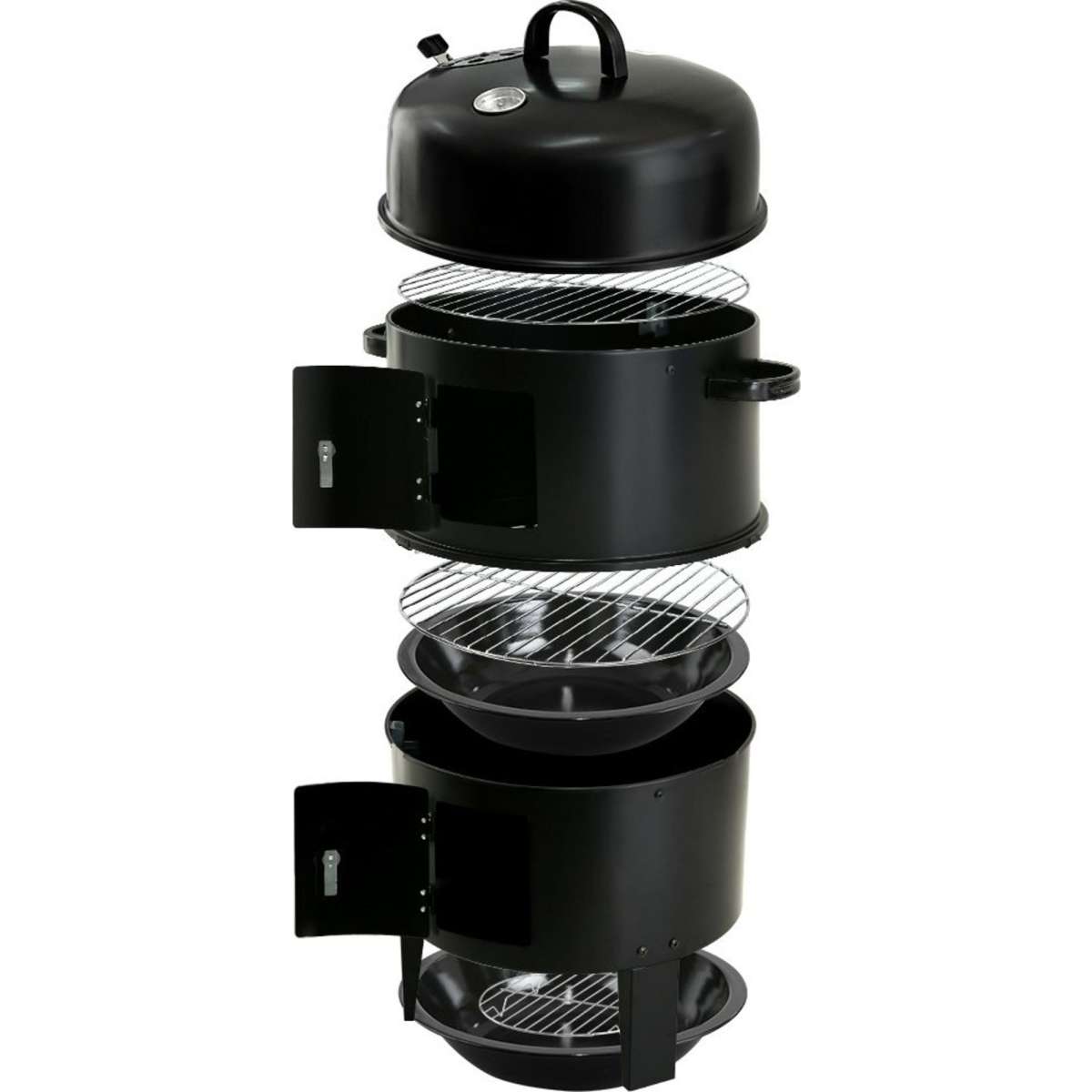 Grillz Outdoor BBQ Grill Smoker Charcoal 3in1 Thermometer Portable