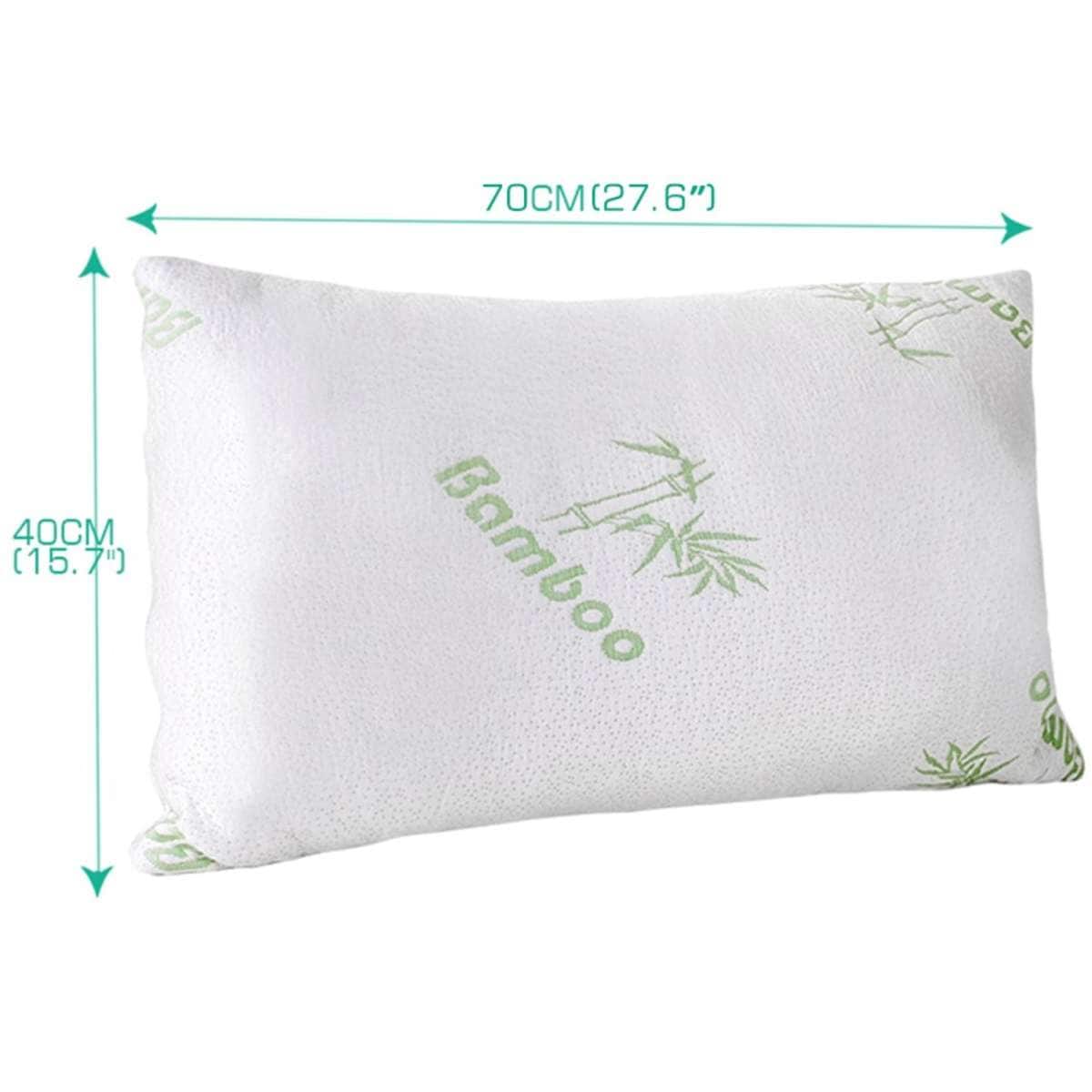 DreamZ 2pcs Memory Foam Pillow Bamboo Pillows Cushion Sleeping Hypoallergenic Cover 70x40cm