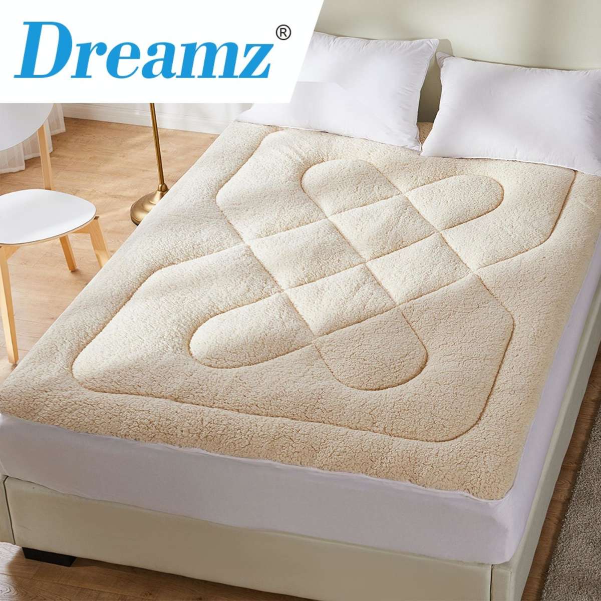 DreamZ Mattress Topper 100 Wool Underlay Reversible Mat Protector King