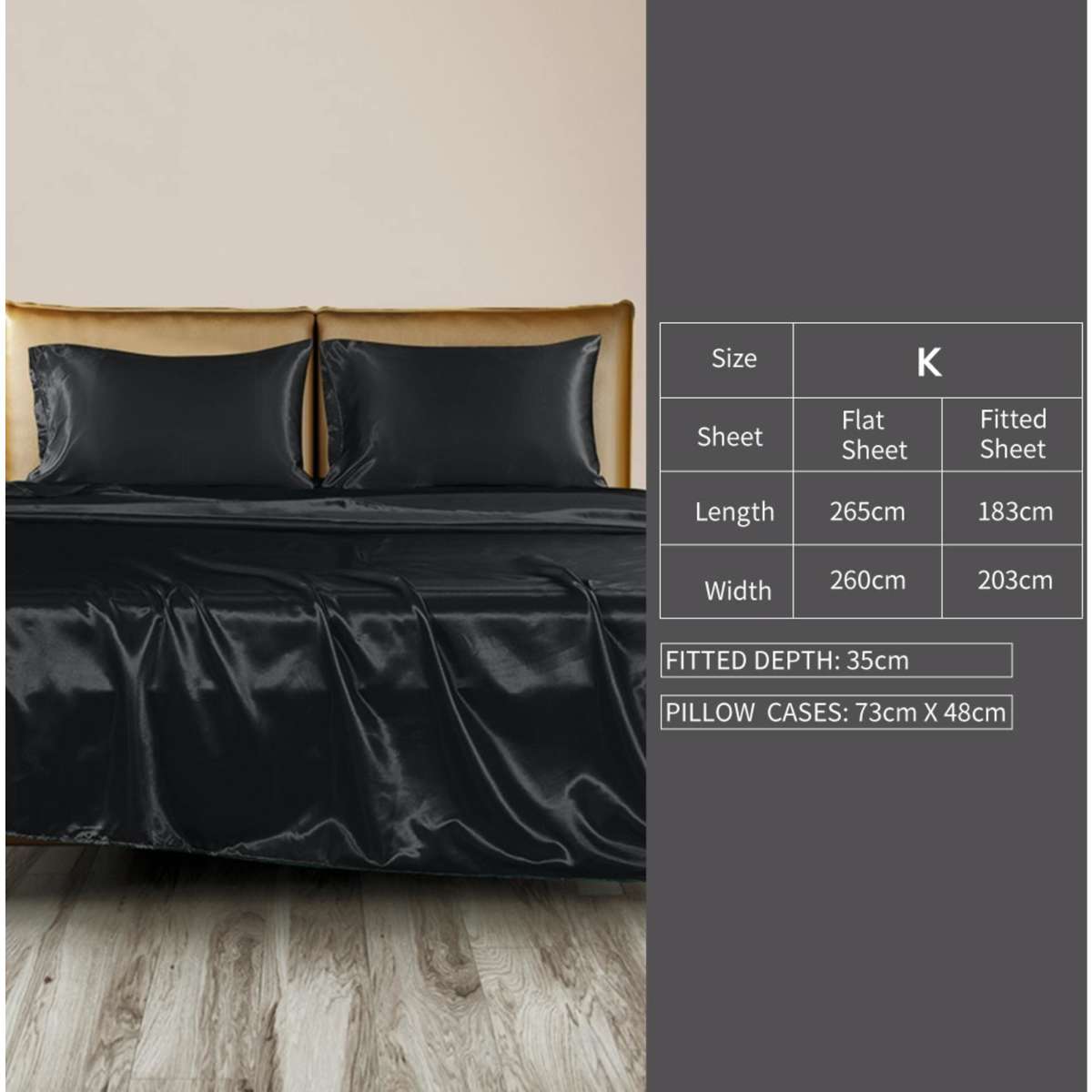 DreamZ Silky Satin Sheets Fitted Flat Bed Sheet Pillowcases Summer