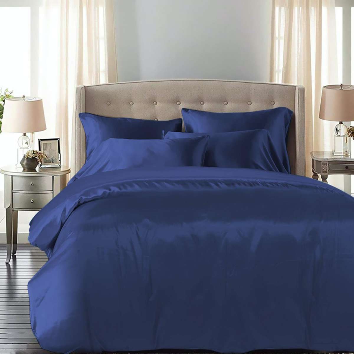 DreamZ Silky Satin Quilt Cover Set Bedspread Pillowcases Summer ...