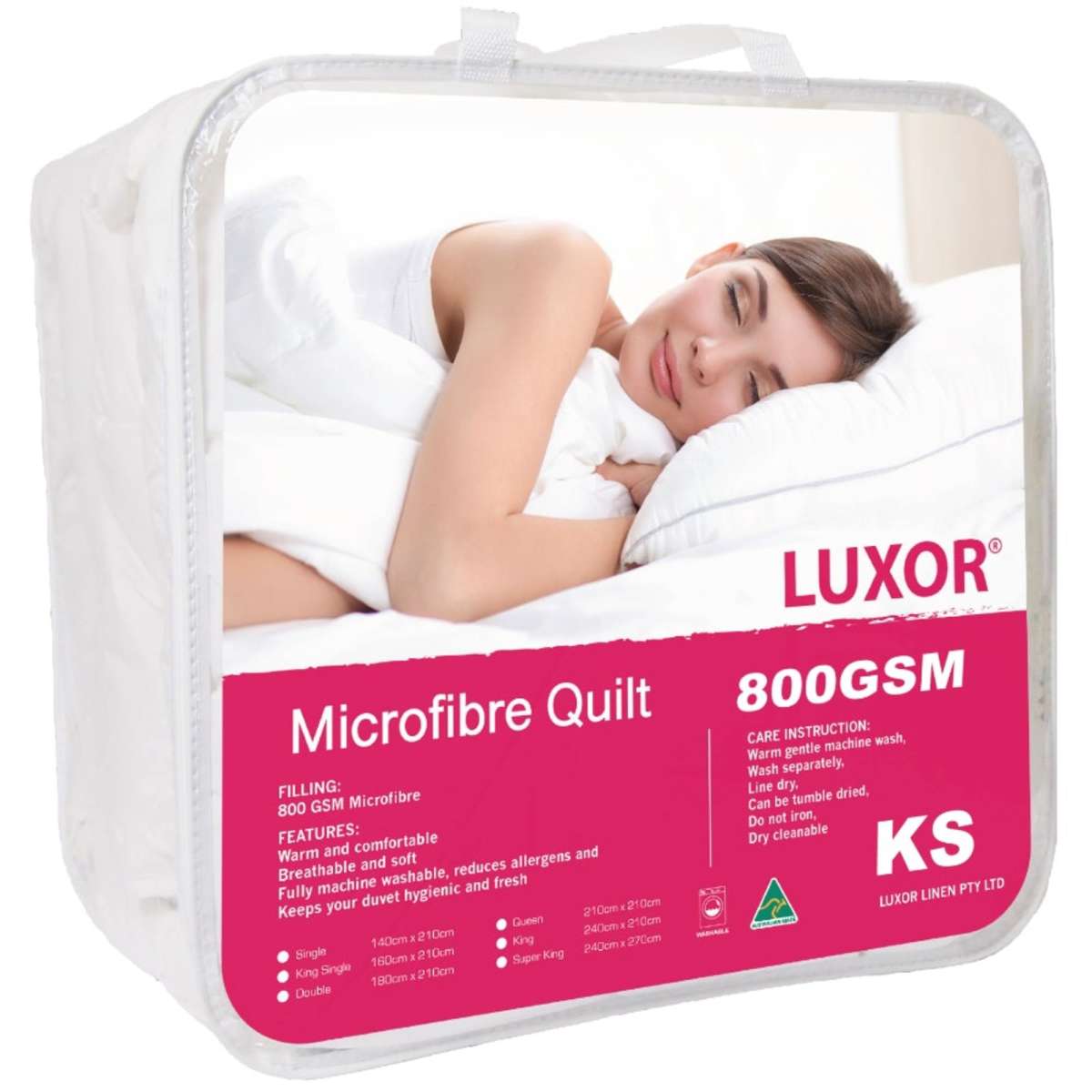 Luxor Ultra Warm Winter Microfibre Quilt 800GSM (King Single) (Made in