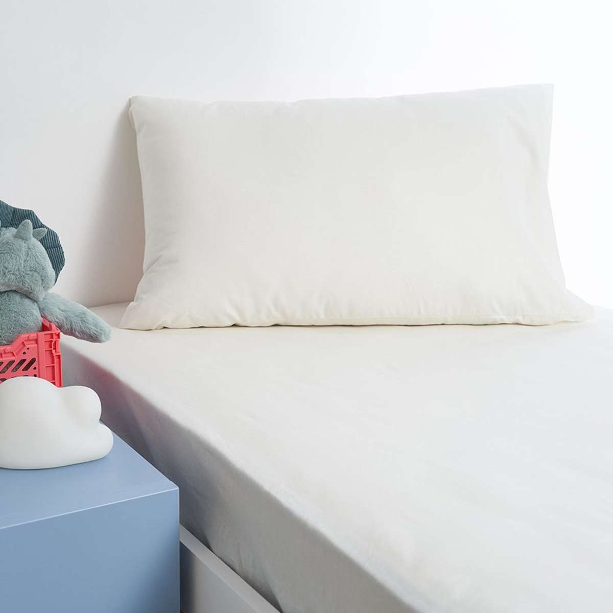 Minikins Junior King Single Bed Fitted Sheet Set Solid White 180TC 100