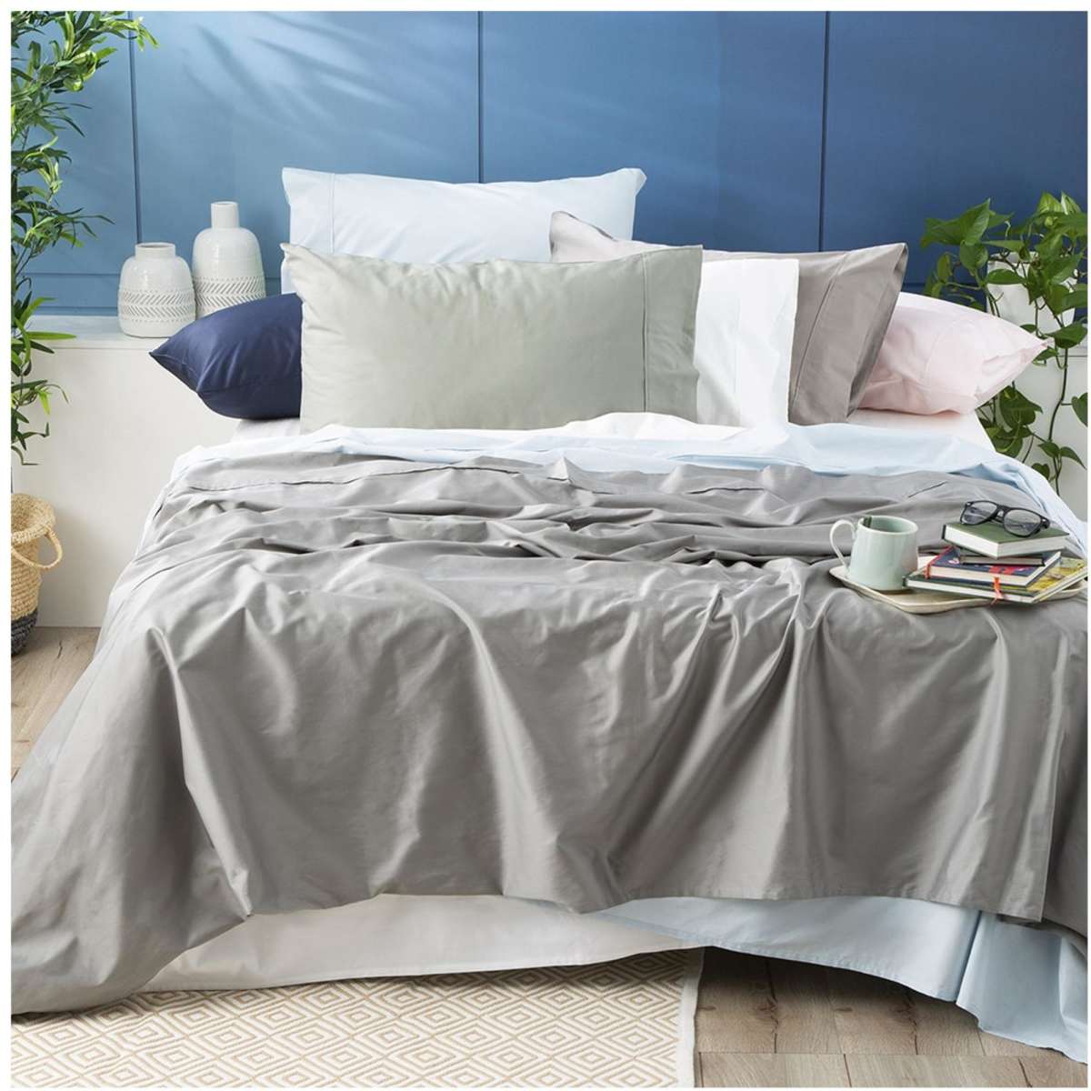 Park Avenue Split Queen Bed Fitted Sheet Set Bamboo Cotton White 500TC