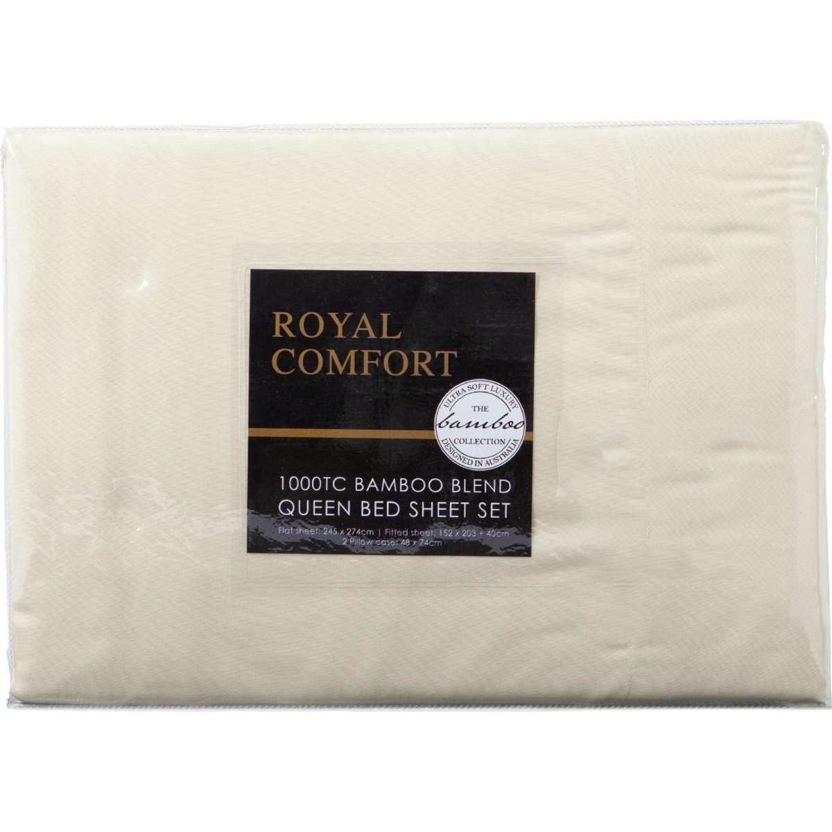 Royal Comfort Bamboo Blend Sheet Set Queen Ivory Woolworths
