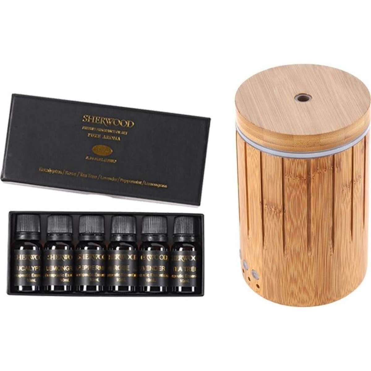 Sherwood Home Bamboo Ultrasonic Zen Shute Diffuser With 6pcs Essential Oil Woolworths