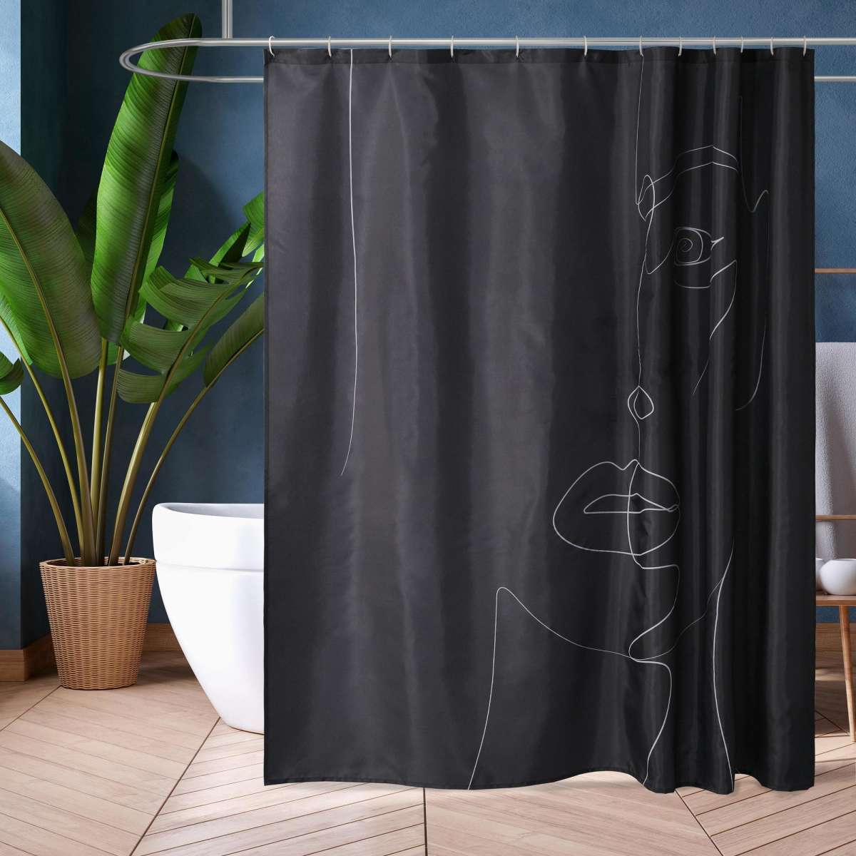 Sherwood Single Fabric Shower Curtain Line Art 180x180cm | Woolworths