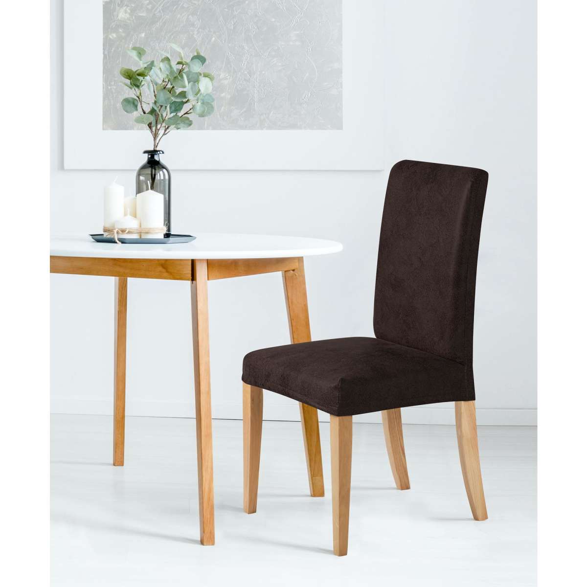 Sherwood Home Premium Faux Leather Dark Brown Dining Chair Cover