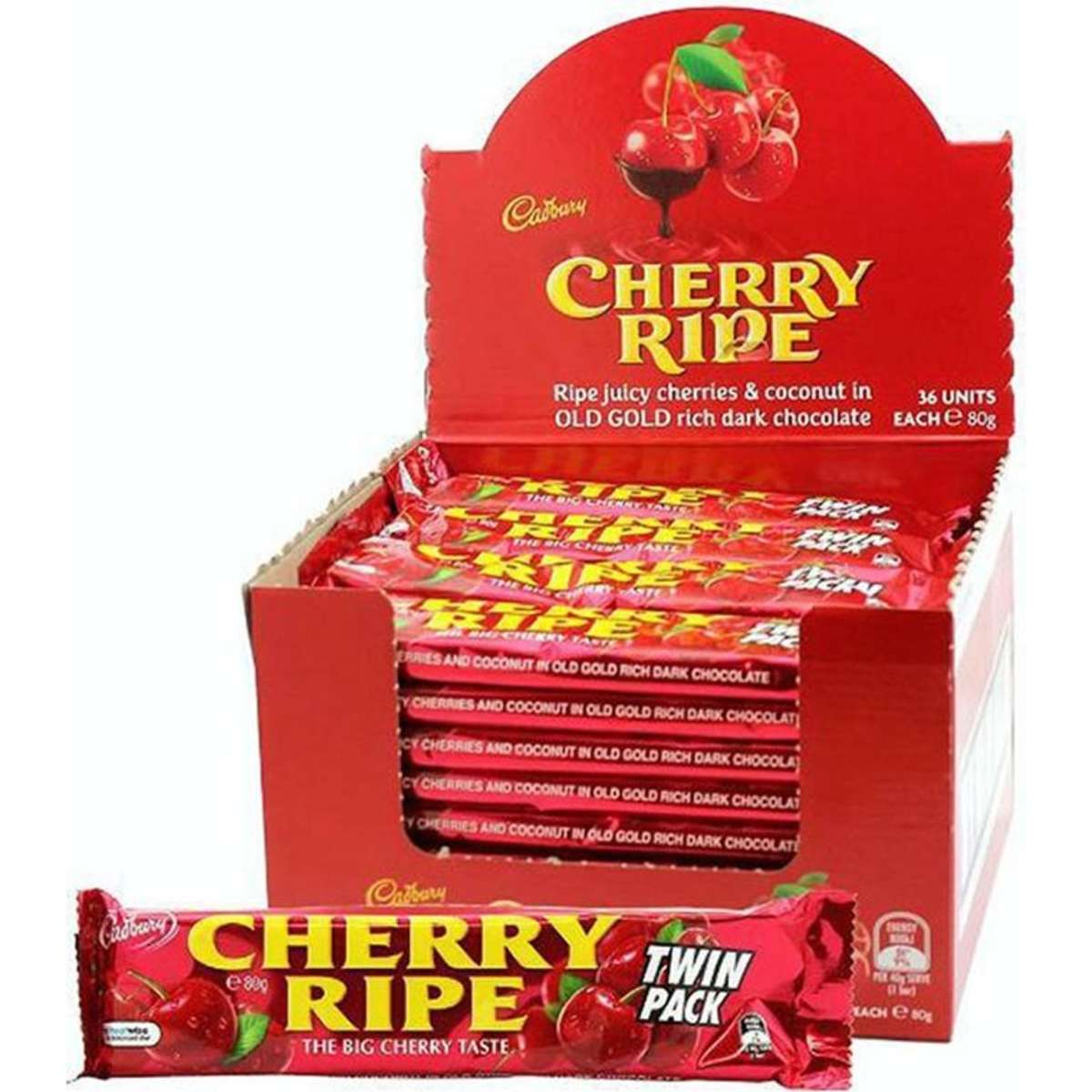 Cadbury Chocolate Cherry Ripe 80g 36pc Woolworths