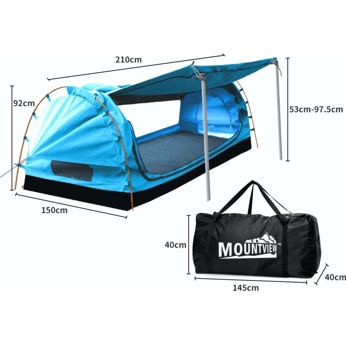Mountview Double Swag Camping Swag Free Standing Navy, AllSeason Canvas Dome Tent Woolworths