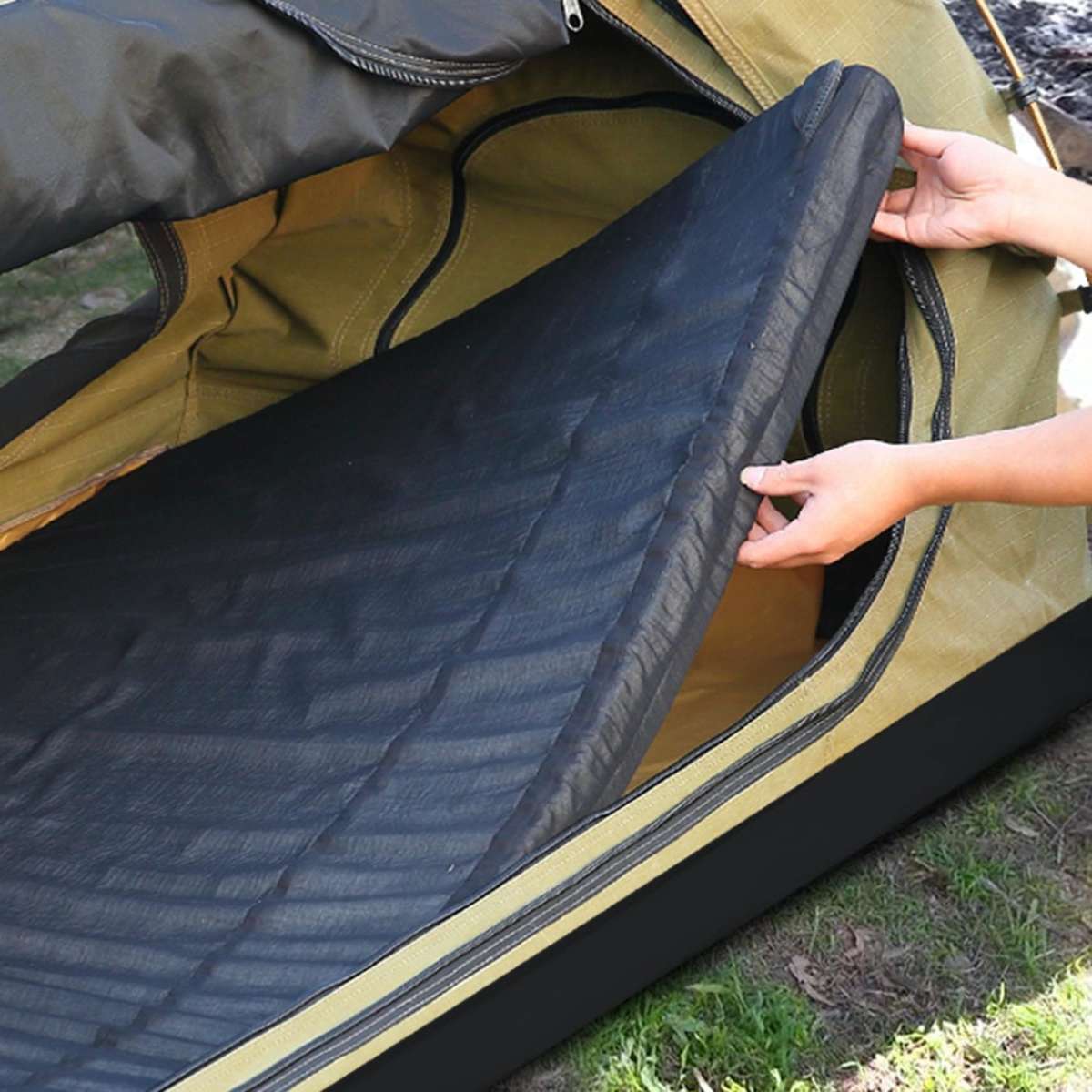 Mountview King Single Swag AllSeason Camping Swag with Canvas Dome Tent, HighDensity