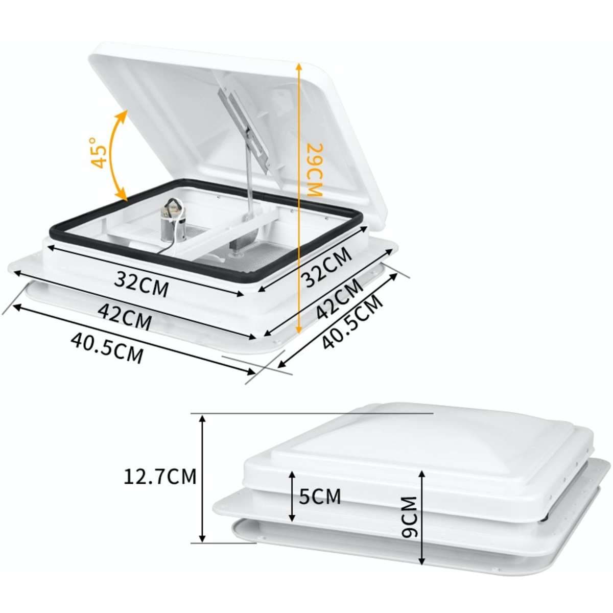 Manan 12V Caravan Vent Fan RV Shower Roof Hatch 355x355mm Motorhome