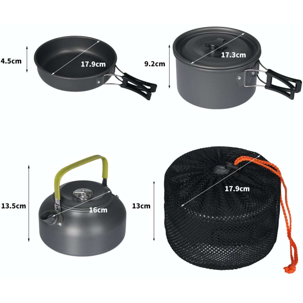 Toque 10Pcs Camping Cookware Set Outdoor Hiking Cooking Pot Pan