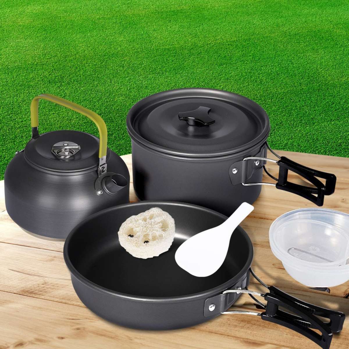 Toque 10Pcs Camping Cookware Set Outdoor Hiking Cooking Pot Pan