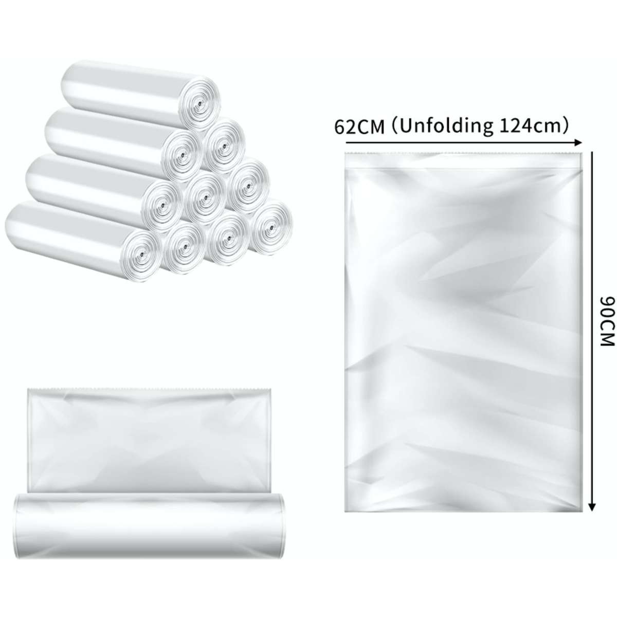 Manan 70pcs Heavy Duty Plastic Garbage Bags Rubbish Bin Bag Kitchen Car