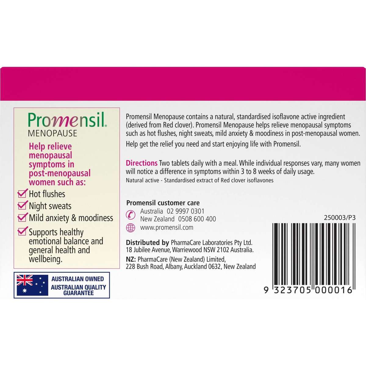 Promensil Menopause 30Tablets Woolworths